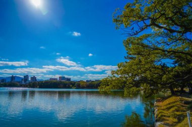 Ohori Park göl manzarası. Atış Konumu: Fukuoka Bölgesi