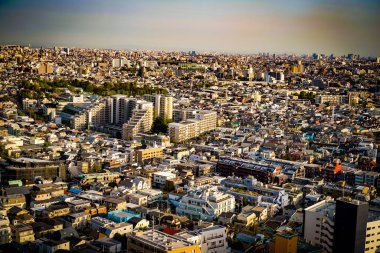 Konut alanının panoramik görüntüsü? Şehirden. Çekim yeri: Setagaya Ward, Tokyo