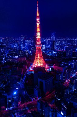 Tokyo Kulesi 'nin ihtişamı. Çekim yeri: Minato Ward, Tokyo