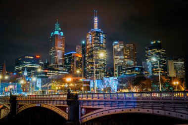 Melbourne Gece Şehri. Çekim Konumu: Melbourne