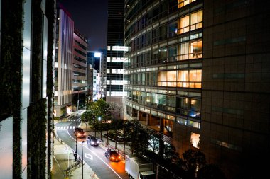 Shibuya Ward, Tokyo 'nun gece manzarası. Çekim yeri: Shibuya Ward, Tokyo
