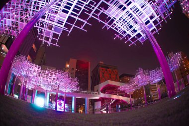 glowing structures at night. Shooting Location: Shibuya Ward, Tokyo clipart