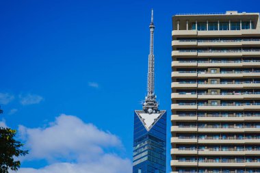 Fukuoka tower and buildings. Shooting Location: Fukuoka prefecture clipart