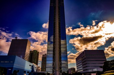 Fukuoka Tower shining in the setting sun. Shooting Location: Fukuoka prefecture clipart