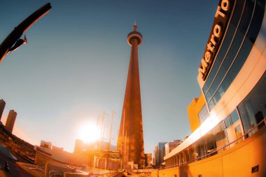 CN Tower dyed in the sunset. Shooting Location: Toronto clipart