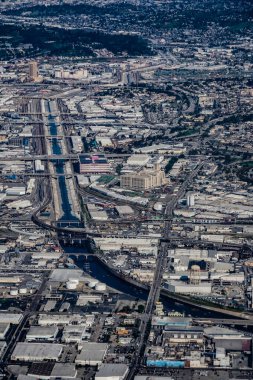 Warehouse complex in Los Angeles metropolitan area. Shooting Location: Los Angeles clipart