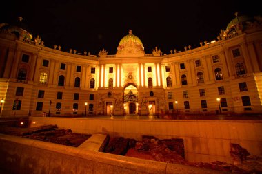 Hofburg sarayı gece görüşü. Çekim yeri: Avusturya, Viyana