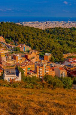 Barselona 'nın uzak manzarası. Çekim Konumu: İspanya, Barselona