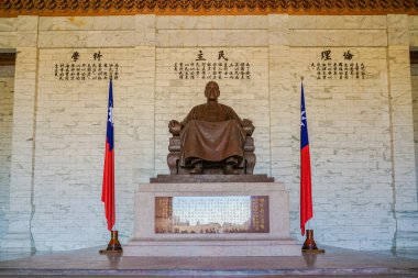 Chiang Kai-shek Anıt Salonu 'nun görkemli iç mekanı. Atış yeri: Tayvan, Taipei
