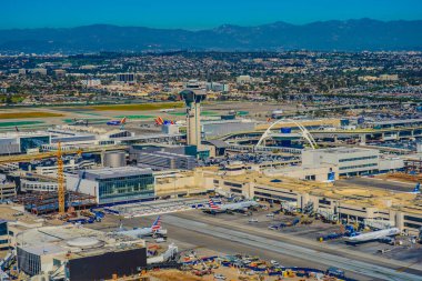 Los Angeles Havaalanı 'nın panoramik manzarası. Çekim yeri: Los Angeles