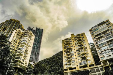 Hong Kong okulları ve binaları. Çekim yeri: Hong Kong Özel Yönetim Bölgesi