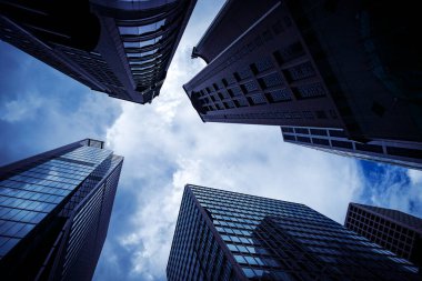 Hong Kong gökdelenleri. Çekim yeri: Hong Kong Özel Yönetim Bölgesi