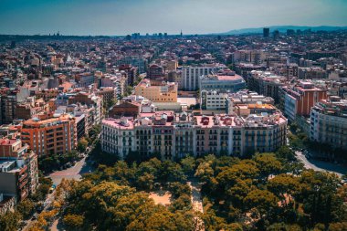 Barselona şehir merkezi ve meydanlar. Çekim Konumu: İspanya, Barselona