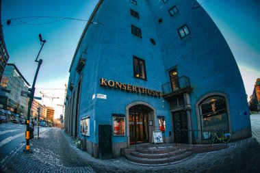 Stockholm şehir manzarası ve günbatımı manzarası