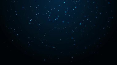 Mavi ışıldayan parçacıklar animasyondan düşüyor. Soyut parlak ışıltılı Bokeh ışıkları hareket arkaplanı