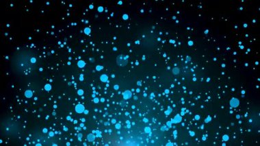 Mavi uçan parçacıklar hareket arkaplanı. Noel ışığı animasyon 4k