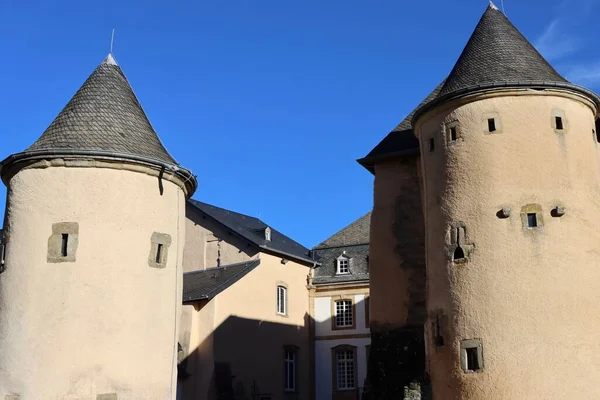 Drei Türme Des Schlosses Bourglinster Luxemburg — Stockfoto