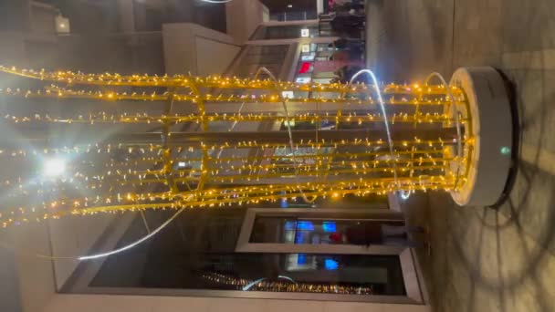 Decoraciones Navideñas Zona Hamilius Con Luces Marcha Luxemburgo Luxemburgo Diciembre — Vídeo de stock