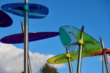 Şehrin modern dekoratif mimarisi. Lüksemburg, Lüksemburg - 8 Ekim 2022