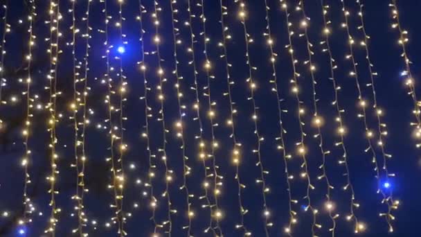 Christmas Dekoracyjne Lampy Led Miga Wietrze Nocy Tło Świąt Bożego — Wideo stockowe