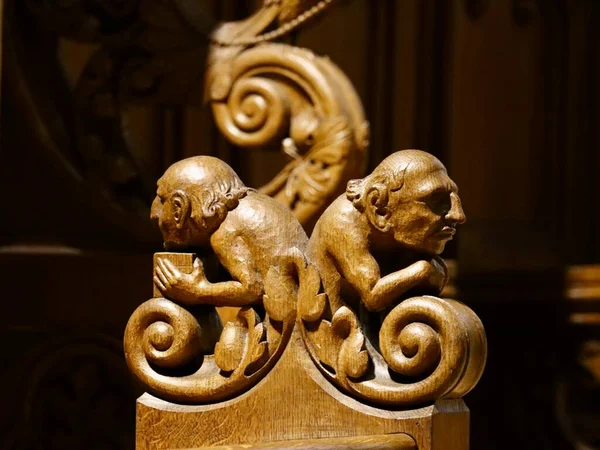 Esculturas Madeira Tradicionais Nas Decorações Interiores Basílica Willibrord Dois Velhos — Fotografia de Stock