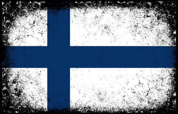 Παλιά Βρώμικο Grunge Vintage Φινλανδική Εθνική Σημαία Εικονογράφηση — Διανυσματικό Αρχείο