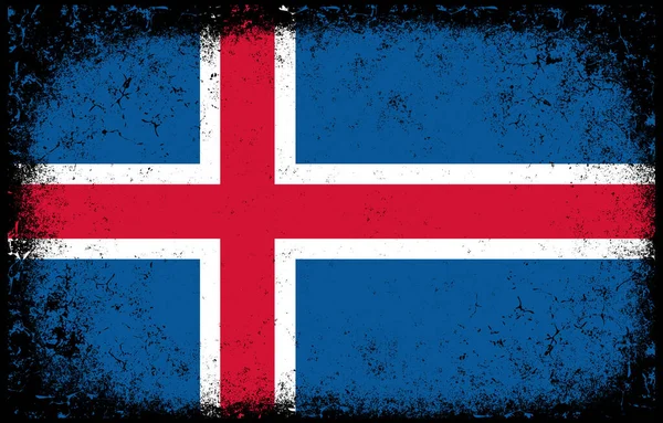 Velho Sujo Grunge Vintage Iceland Nacional Bandeira Ilustração — Vetor de Stock