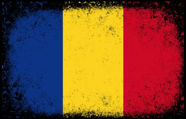 Idade Sujo Grunge Vintage Romania Nacional Bandeira Ilustração — Vetor de Stock