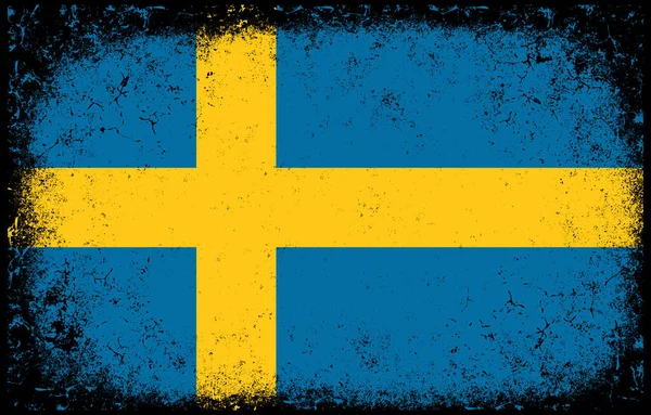 Παλιά Βρώμικο Grunge Vintage Σουηδική Εθνική Σημαία Εικονογράφηση — Διανυσματικό Αρχείο