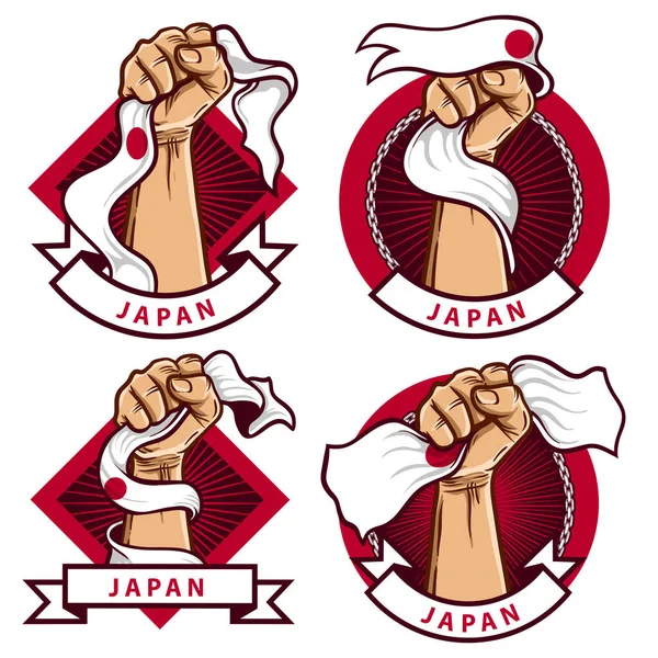 Pugno Mani Con Giappone Bandiera Nazionale Illustrazione — Vettoriale Stock