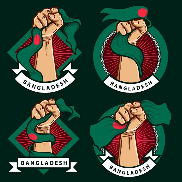 Tinju Tangan Dengan Gambar Bendera Nasional Bangladesh - Stok Vektor