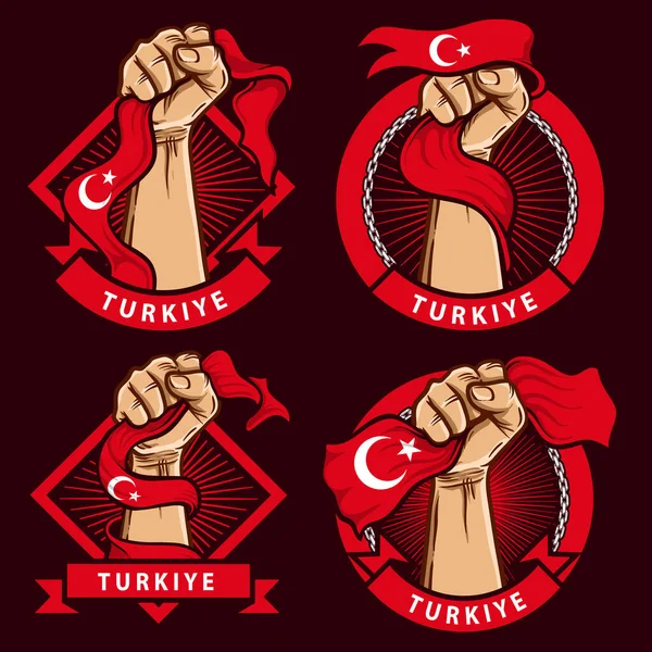 Puño Manos Con Turkiye Bandera Nacional Ilustración — Vector de stock