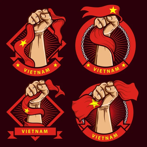 Tinju Tangan Dengan Gambar Bendera Nasional Vietnam - Stok Vektor