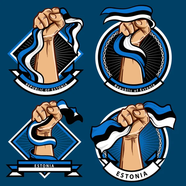Punho Mãos Com Estonia Bandeira Ilustração — Vetor de Stock