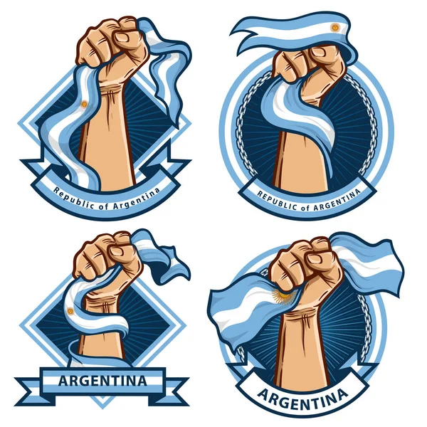 Arjantin Bayrak Illüstrasyonlu Yumruklar — Stok Vektör