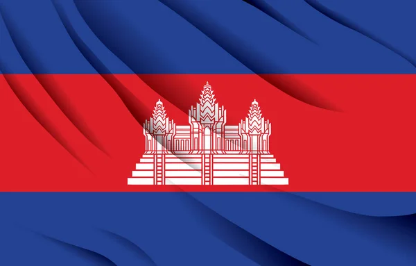 Kambodschas Nationalflagge Schwenkt Realistische Vektorillustration — Stockvektor