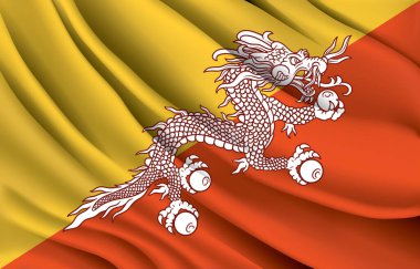 bhutan national flag waving realistic vector illustration