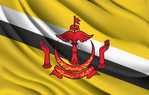 Brunei Darussalam National Flag Waving Realistic Vector Illustration —  Vetores de Stock