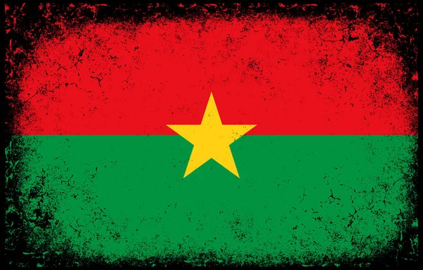 Idade Sujo Grunge Vintage Burkina Faso Nacional Bandeira Ilustração — Vetor de Stock