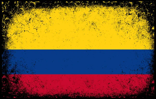 Old Dirty Grunge Vintage Colombia National Flag Illustration — Stock Vector