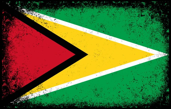 Ilustrasi Bendera Nasional Guyana Yang Kuno Dan Kotor - Stok Vektor
