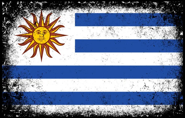 Старая Грязная Винтажная Уругвайская Иллюстрация Национального Флага — стоковый вектор