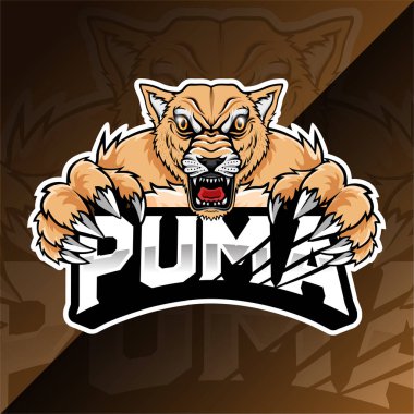 Kızgın vahşi hayvan puma esport logosu çizimi