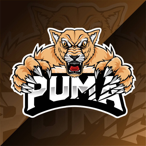 angry wild animal puma esport logo illustration