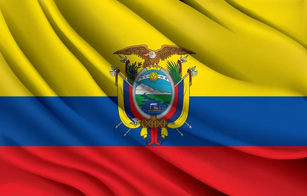 厄瓜多尔国旗挥动现实的矢量图解 — 图库矢量图片