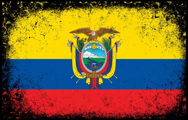 旧的脏发条复古厄瓜多尔国旗图解 — 图库矢量图片
