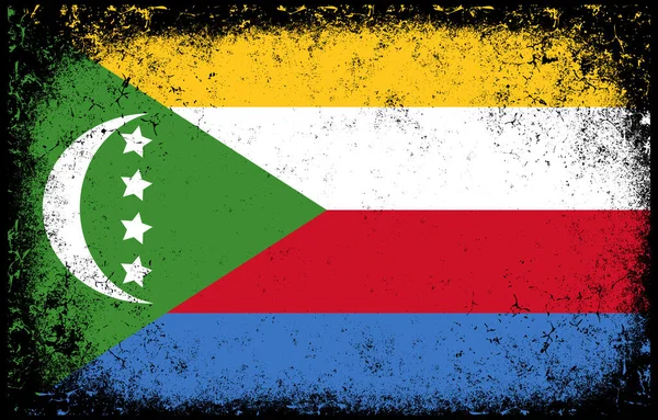 Gamla Smutsiga Grunge Vintage Comoros Nationella Flagga Illustration — Stock vektor