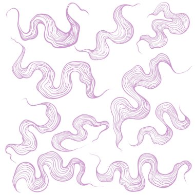 Soyut dalga çizgileri ögesi kümesi