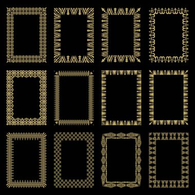 Geleneksel Etnik Aceh Malay Motif Altın Sınır Çerçevesi