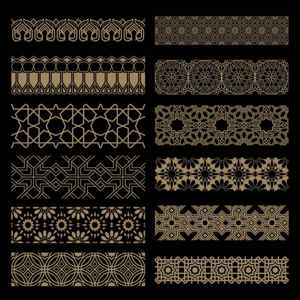 Geleneksel Bahreyn Motif Paketi Kusursuz İslami Sınır Şablonları